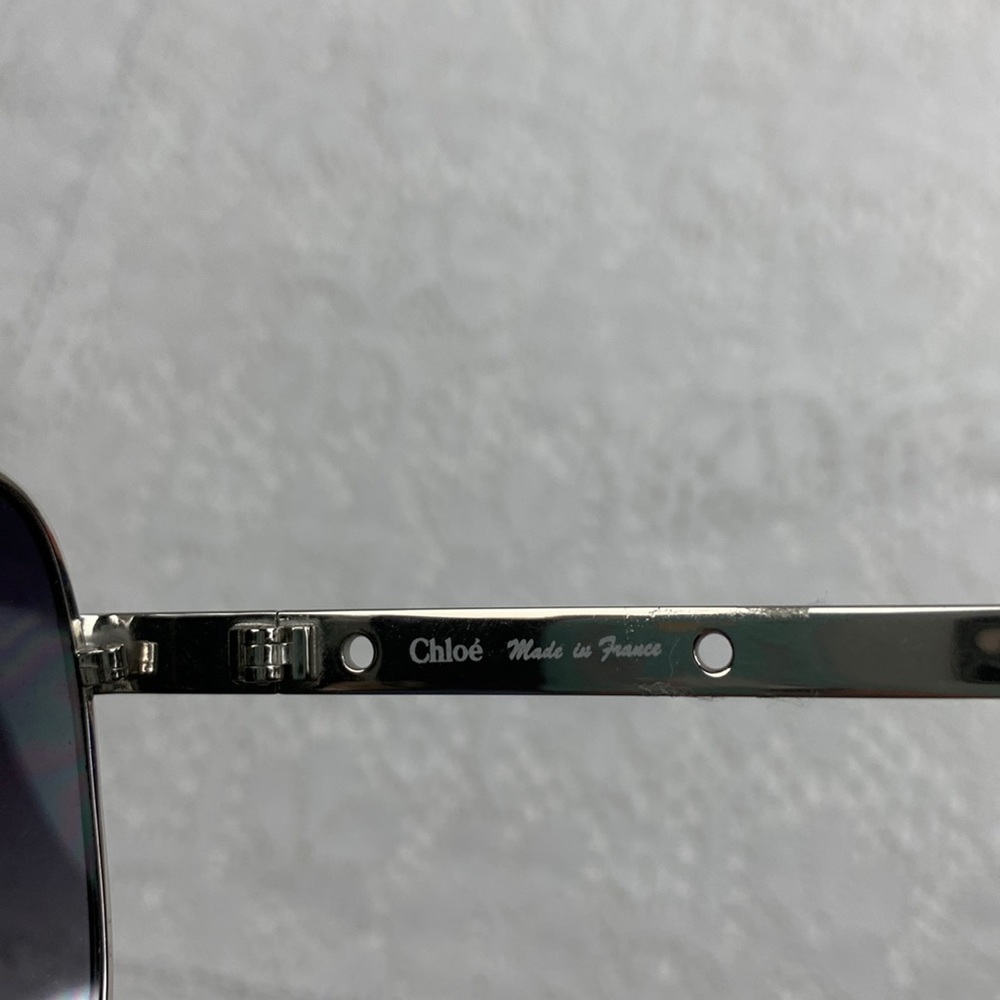 Chloe Vintage Sunglasses Silver wire frame Aviator square Authenticated Rare - Picture 8 of 16